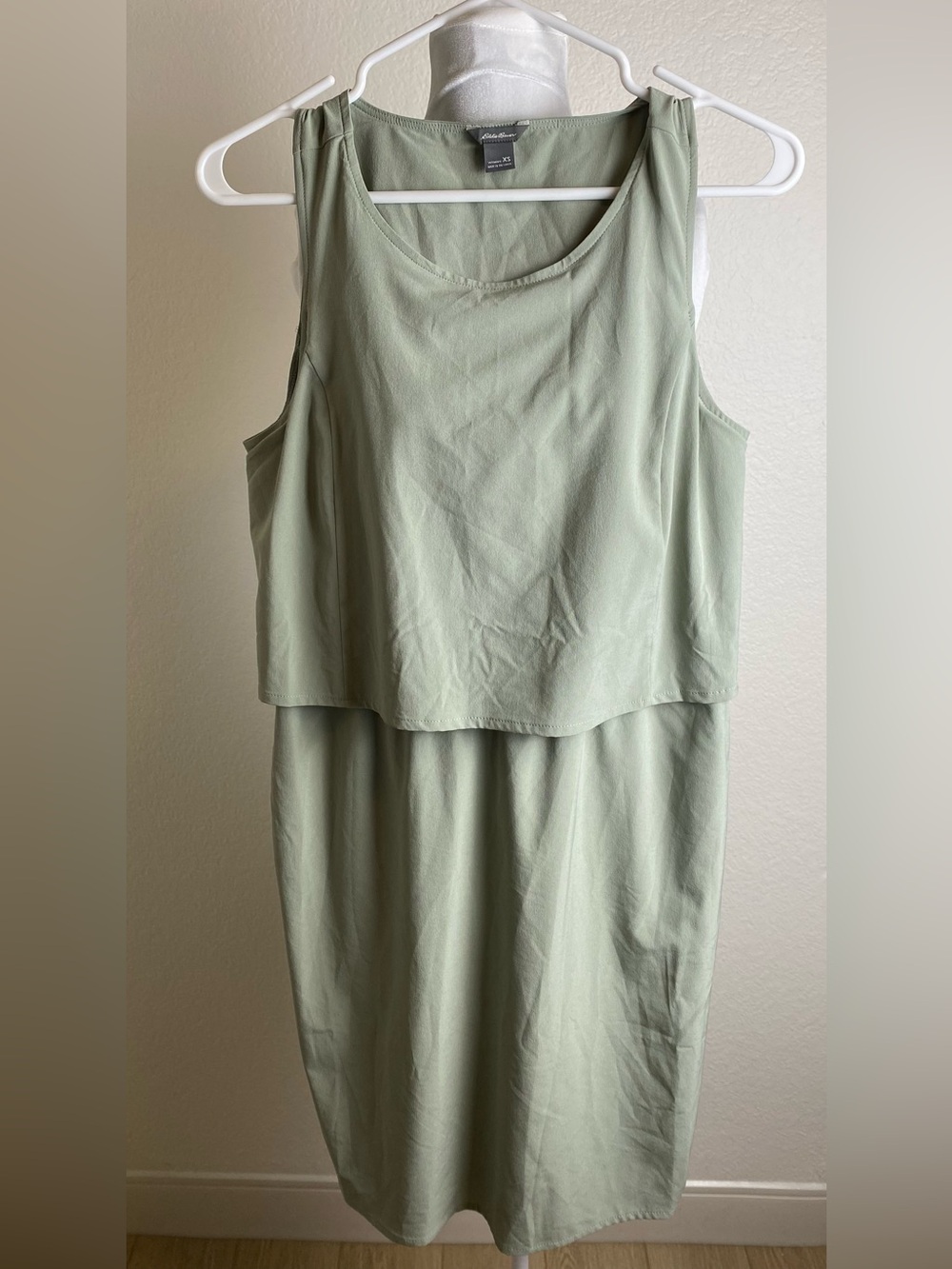 Eddie Bauer Sleeveless Layered Shift Dress in Sage Green